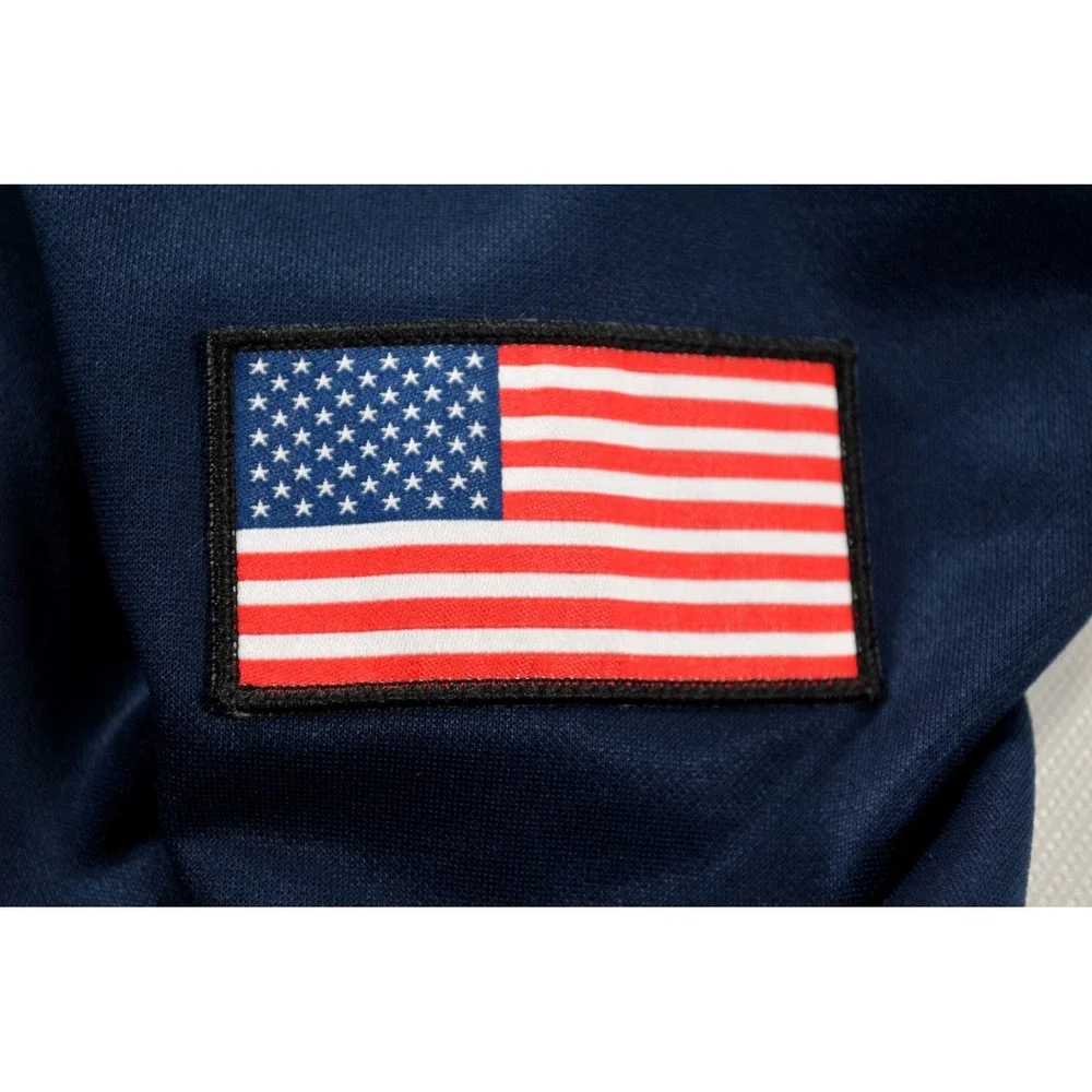 The North Face Full Zip Jacket Mens XL Black & Blue Polyester USA American Flag